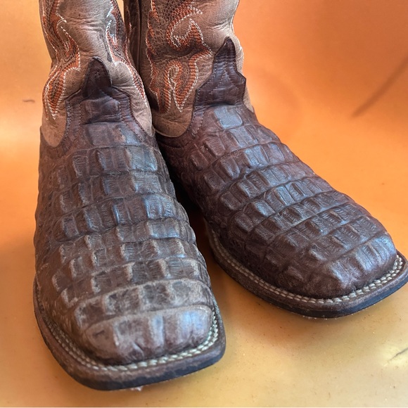 HORSE POWER' ANDERSON CROCODILE PRINT WESTERN BOOTS - SQUARE TOE - Picture 6 of 7